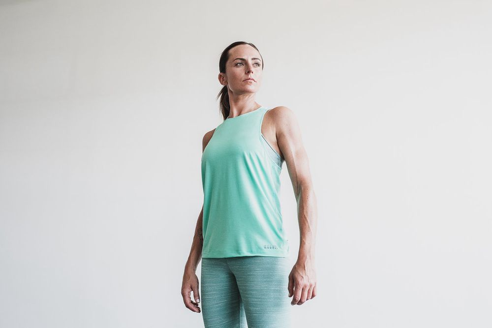 NOBULL Women's High-Neck Tank Tops - Aqua - Ireland (8549GUAOR)